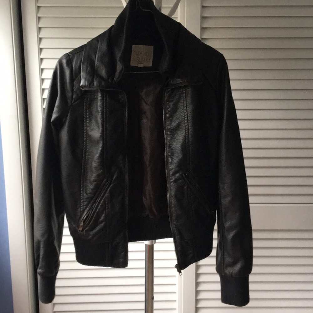 Francesca’s leather jacket (Thread and Supply)